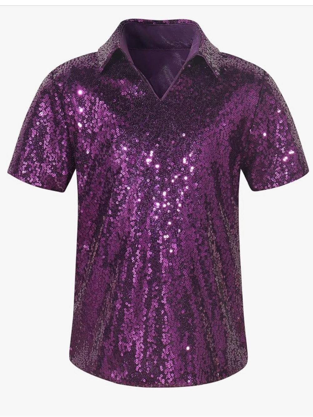 NWOT Sequin Short-Sleeve Purple Top